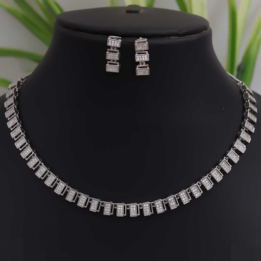 Rhodium Luxe Block Necklace